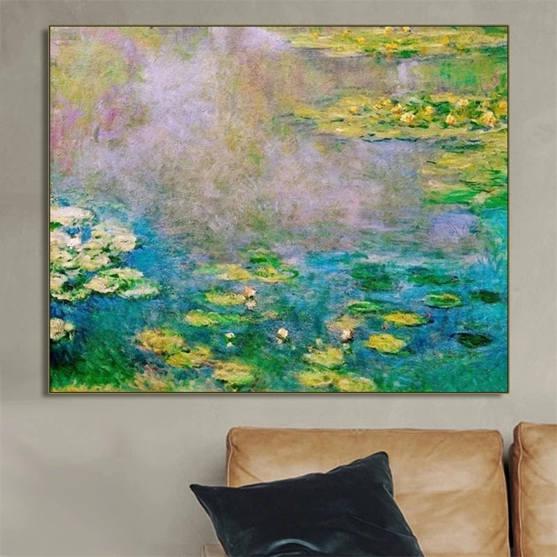

Monet Painting 《Water Lilies》Oil Painting Classic Canvas Art Poster Vintage Print Picture Home Decor Room Decoration Mural