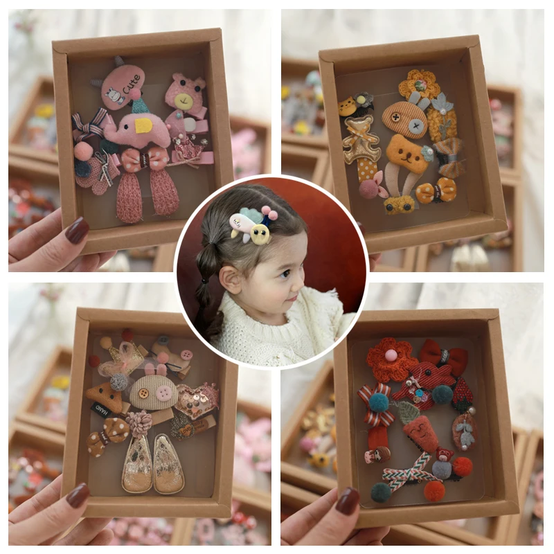 

10pcs Headwear Gift Box Children Accessories kakakid Bow Hair clip Hairpins Girls Princess Headdress Crown Cute Animal Hair Grip