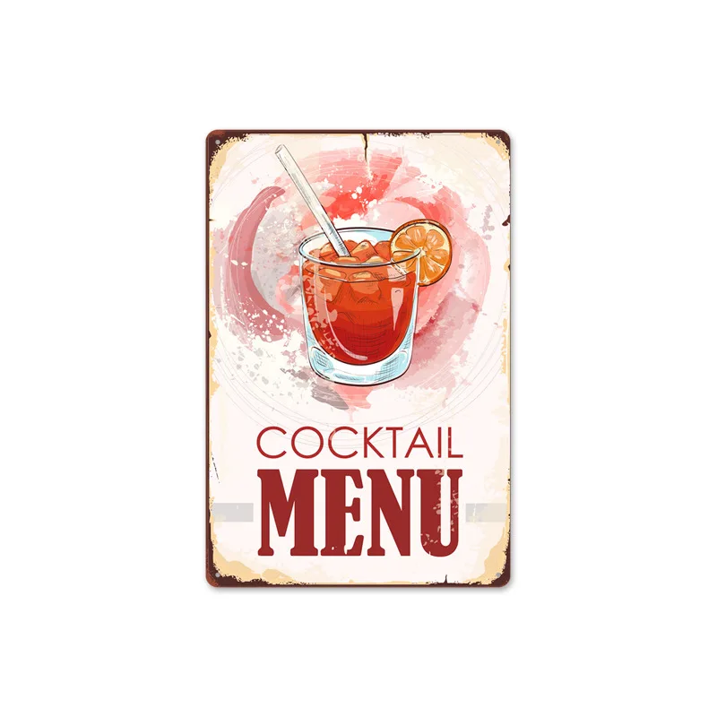 Новый ледяной коктейльный меню металлический знак винтажный жестяной Кухня Бар