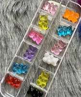 12pcsbox jelly gummy bear 11x17mm 3d flatback kawaii ixed bear charms 3d cute bear holographic jelly gummy bear kawaii charm