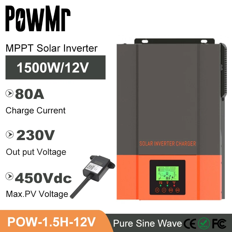 PowMr Support WIFI Module MPPT 80A Solar Charger 1500W 12V High Frequency Hybrid Inverter 230V Output Max PV 450V Battery Charge PowMr Support WIFI Module MPPT 80A Solar Charger 1500W 12V High Frequency Hybrid Inverter 230V Output Max PV 450V Battery Charge