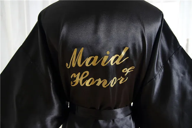 Maid of Honor 4 Шелковый Атласный Свадебный халат для невесты, Одноцветный халат, Короткое Кимоно, ночной халат, модный халат для женщин - Цвет: Maid of Honor 4