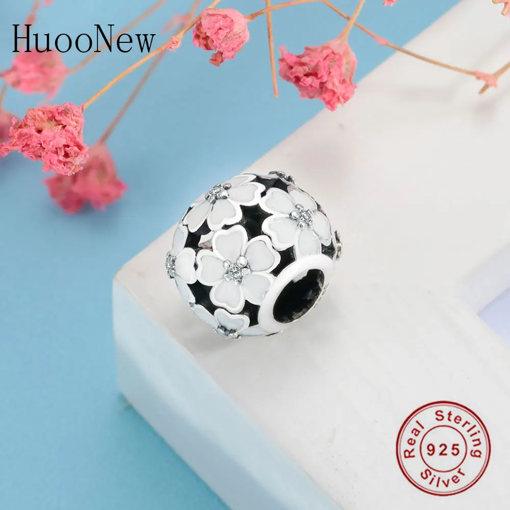 Розовый белый эмаль сердце лепестки цветок бусины подходят к оригинальному