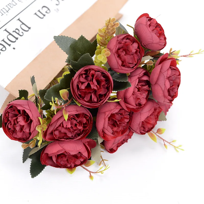 

6 Core-spun Peony Flower Bunch Wedding Simulation Flower Home Office Hotel Interior Decoration Bottle Flower Fake Flower