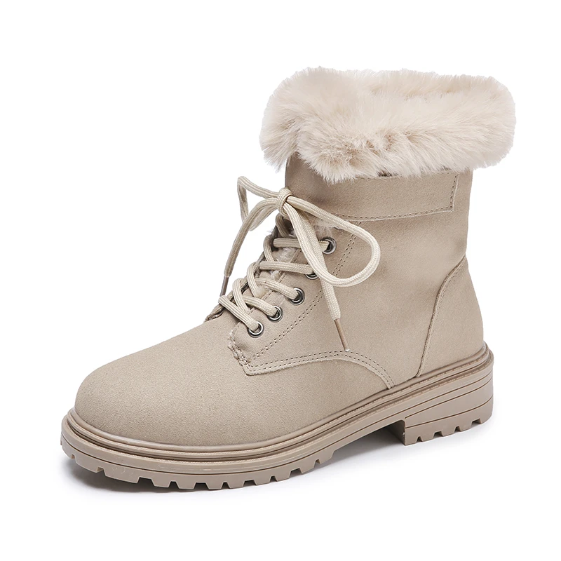 

Women's Boots Cow Suede Rabbit Hair Women's Shoes Warm Plush Snow Boots Thick Heel Shoe New Winter Shoes Woman Fashion Booties