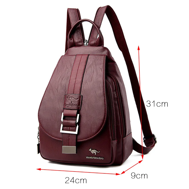 Винтажный рюкзак женский кожаный школьный высококачественный черный большая