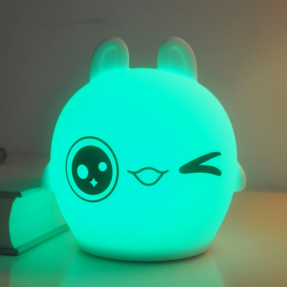 

Rabbit Night Light Touch Sensor Colorful LED Silicone Bunny Lamp Battery Powered Children Kids Baby Bedroom Bedside Lamp Gift