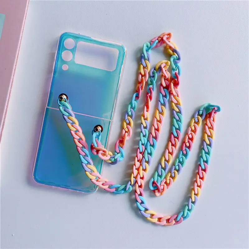 

Contrasting color transparent chain bracelet shockproof silicone phone case for Samsung Galaxy Z Flip 3 5G cover