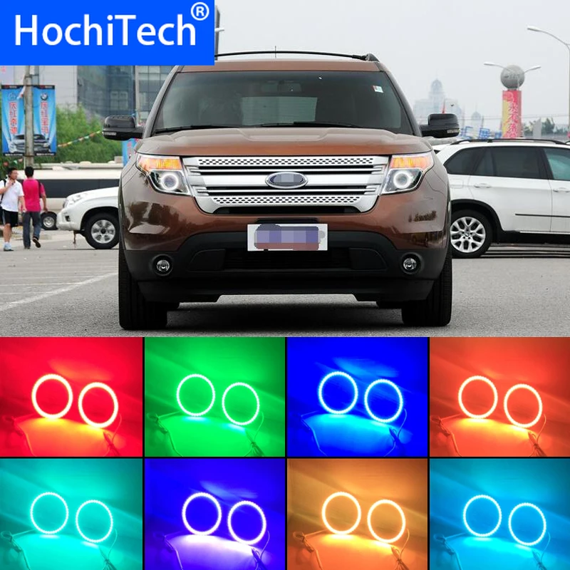 Для Ford Explorer 2011 2012 2013 2014 2015 2016 RGB светодиодный фар колец halo ангел демон глаза с