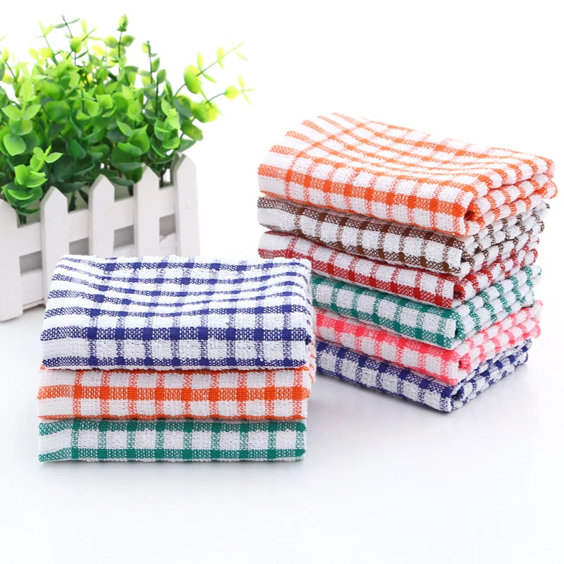 

Water Absorbent Cotton Jacquard Plaid Towel Kitchen Towel Tea Towel Kitchen Dish Towels Kitchen Cleaning Tools