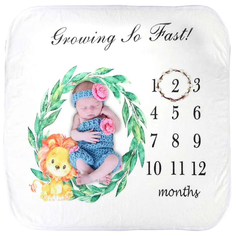 Little lion Puseky для новорожденных Детские Мягкий хлопок Одеяло s младенцев Цветочный принт веху Одеяло коврик опора на рост фото - Цвет: Little lion