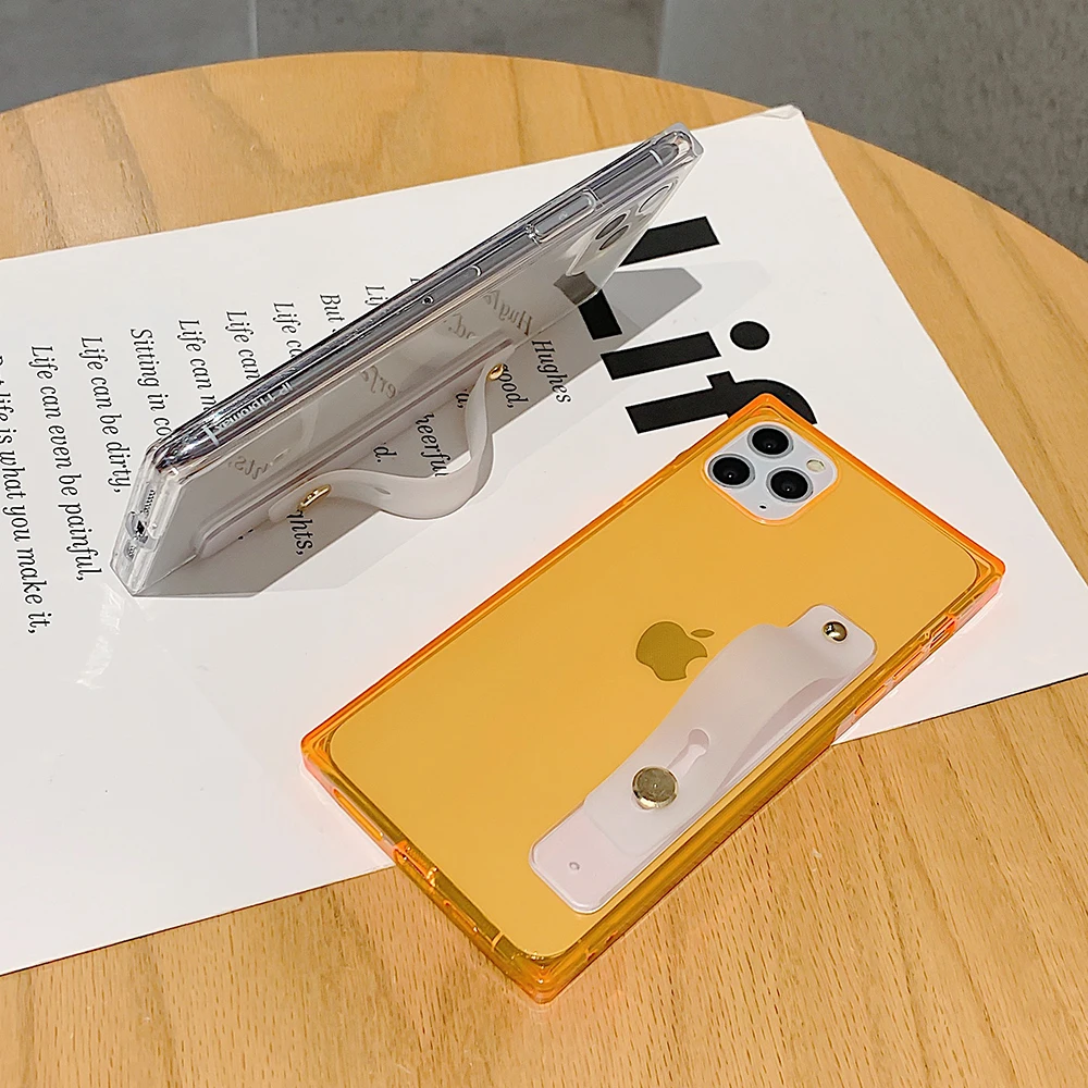 Флуоресцентный прозрачный чехол LOVECOM для телефона с ремешком на запястье Samsung A50