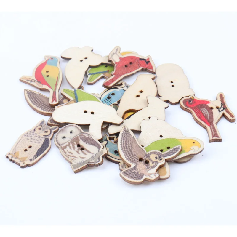 Bird Eagle Owl Pattern Wooden Buttons Handmade Accessories Decoration Sewing Scrapbooking Crafts DIY 40x17mm 20pcs | Дом и сад