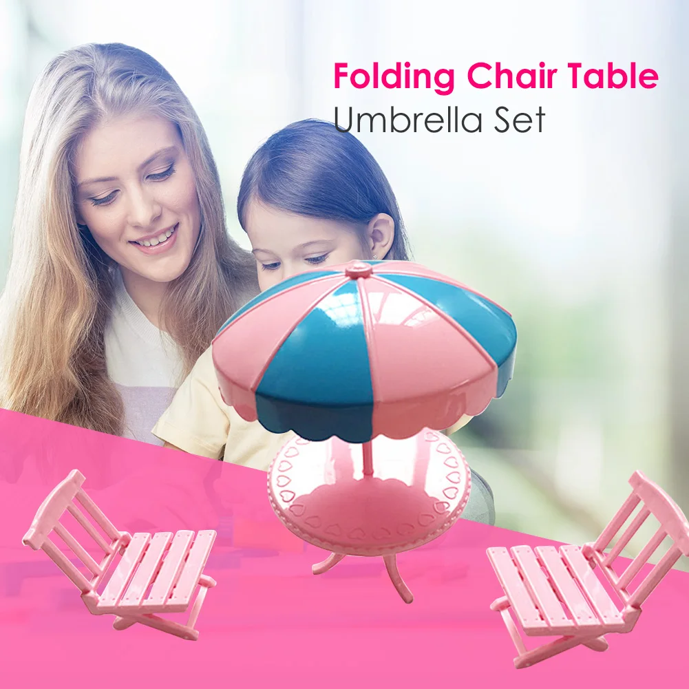1 набор Классическая кукла пляжный зонт стол стулья мебели кукольный домик