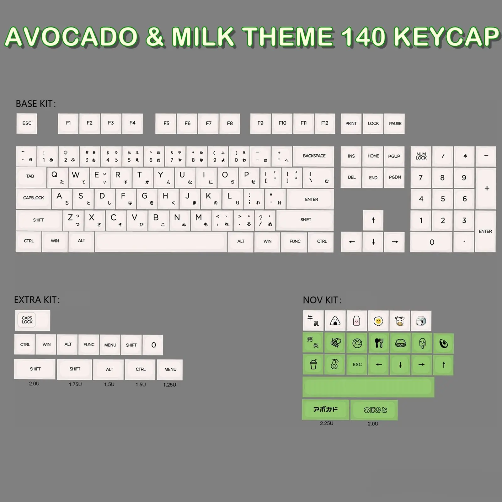 

Колпачки для ключей PBT 140, колпачки для ключей в стиле авокадо, молока, высота XDA, для вишневой детской краски, колпачки для ключей унисекс