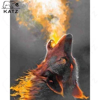 diamond painting fire breathing wolf cross stitch home decor animal pictures diamond mosaic embroidery diy painting by numbers