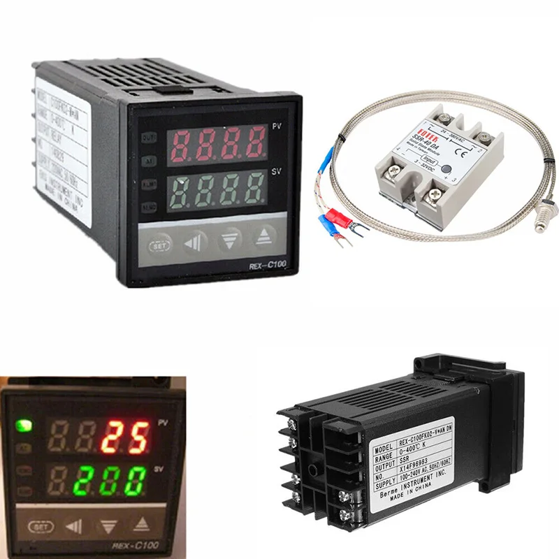 Цифровой PID REX-C100 регулятор температуры отрегулированный Max 40A SSR K термопары NJ88 |