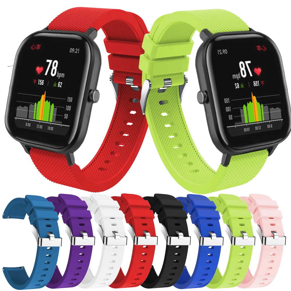 20 мм силиконовый ремешок для наручных часов Xiaomi Huami Amazfit GTS Bip BIT PACE Lite спортивный