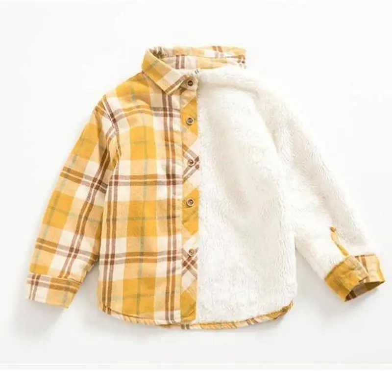 Шерстяная Рубашка для мальчиков и девочек теплая зимняя рубашка в клетку с