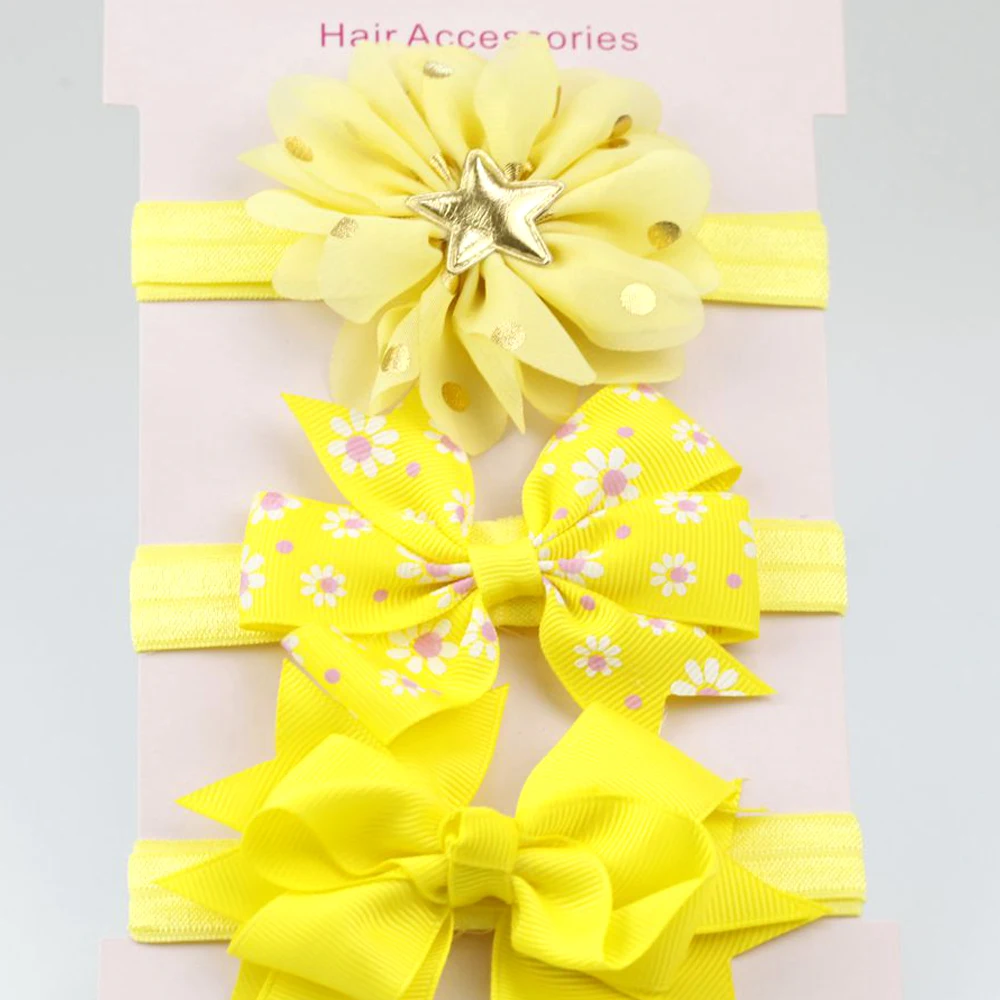 3 шт/карта шифон цветок бант повязка на голову для ребенка девушки аксессуары