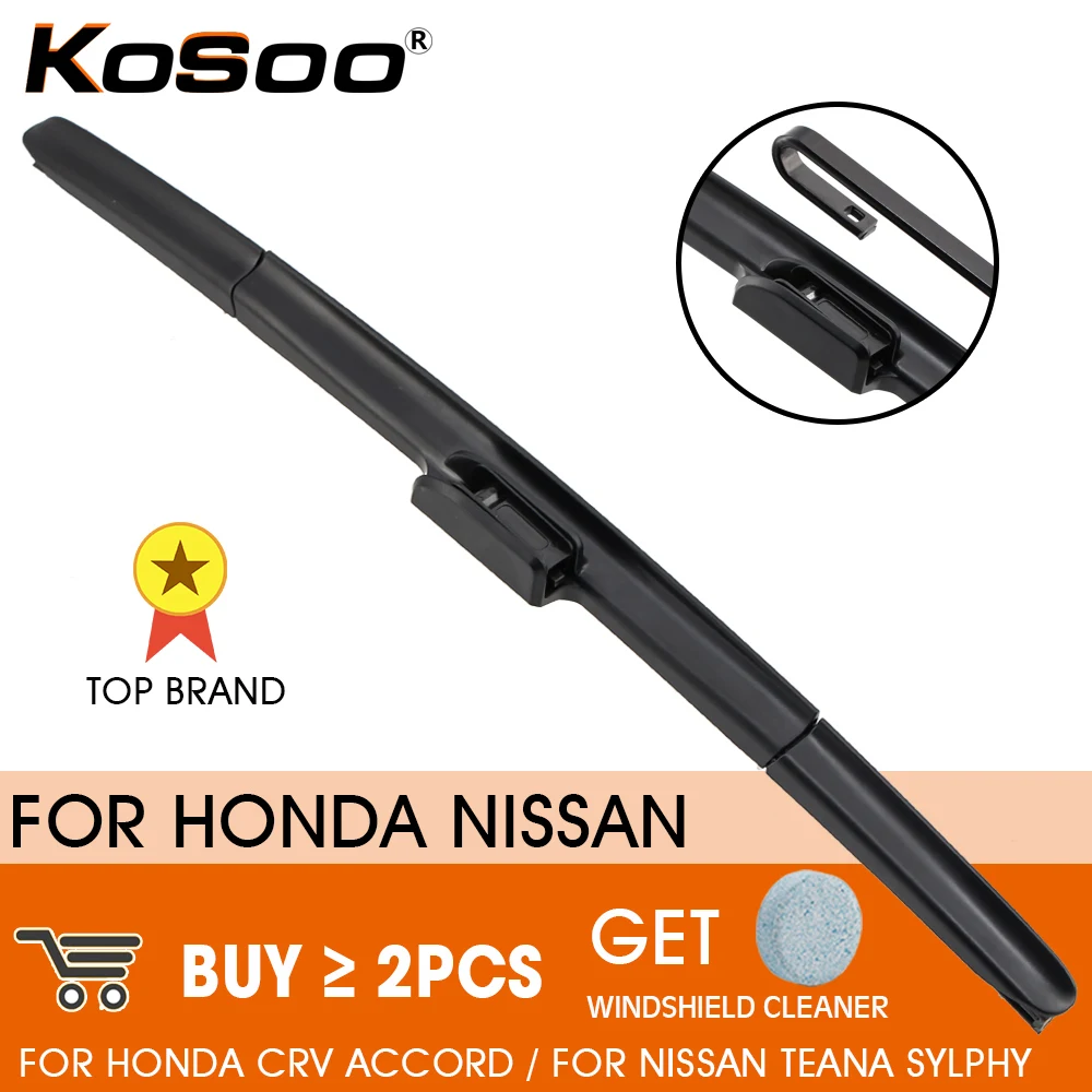 

KOSOO Car Wiper Blade Side U Hook 14"16"17"18"19"20"21"22"24"26" Windscreen Windshield Rubber Wipers Blades for Honda Nissan 1PC