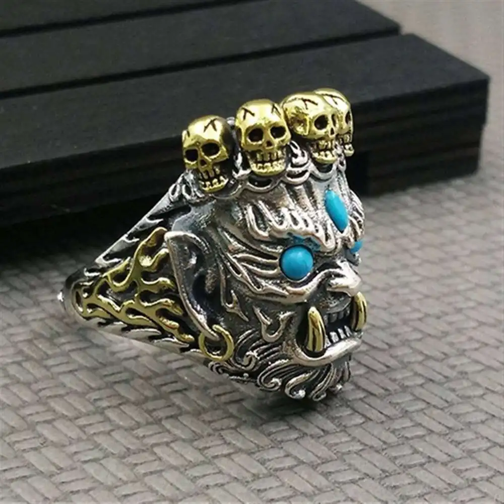 

Retro creative classic punk hip hop rock cool horror demon skull men's ring boy birthday gift party jewelry wholesale