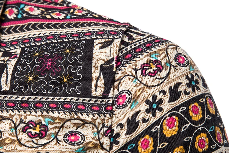 Рубашка мужская с винтажным африканским этническим принтом 2021 | Мужская одежда