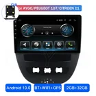 Автомагнитола, мультимедийный плеер, 2 + 32 ГБ, Android 10, для Peugeot 107, Citroen C1, Toyota AYGO, большой экран, GPS-навигация