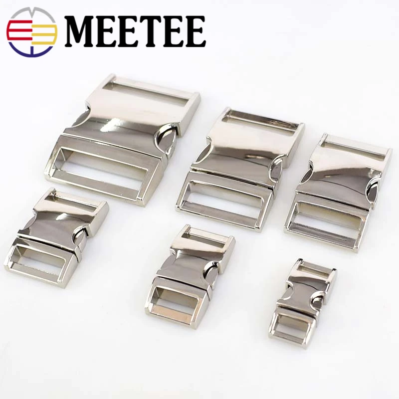 Meetee 2/4pcs 10 38mm Metal Side Release Curved Buckles for Paracord Bracelet Dog Collar Bags Belt Webbing Buckle Accessories|Пряжки и