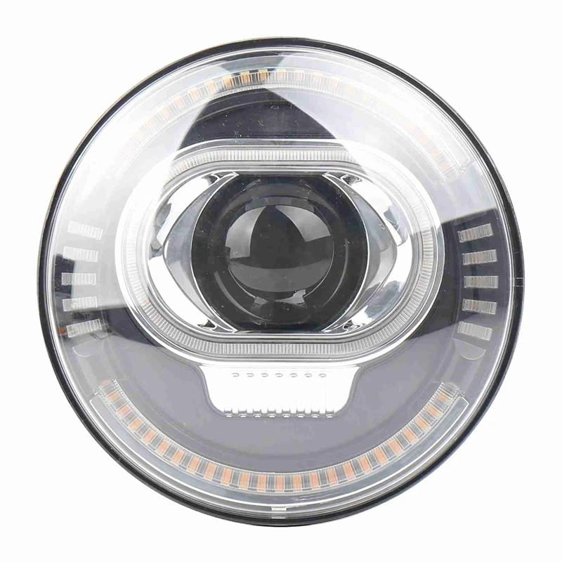 

7-дюймовая круглая светодиодная фара для мотоцикла с лучом, янтарно-белая фара DRL Halo, Угловые глаза для путешествий Softail