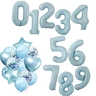 Фольгированные шары в виде цифр, большие синие шары 40 дюймов 0, 1, 2, 3, 4, 5, 6, 7, 8, 9, для украшения дня рождения, свадьбы, для 18 лет