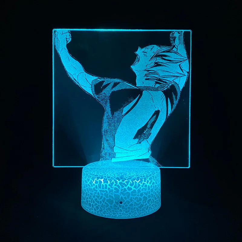 

Аниме фигурки Haikyuu Yu Nishinoya, 3D лампы для рисунков, светодиодные реалистичные акриловые ночники с USB, RGB, красочные украшения для спальни и стола