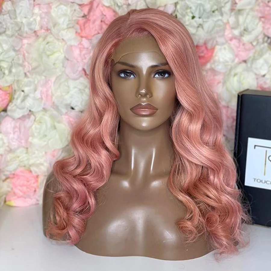 Перуанские 100% розовые человеческие волосы парики естественная линия волос 180