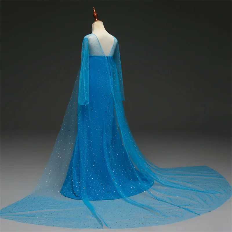 Платье принцессы Эльзы и Анны со шлейфом для девочек 6 лет платья с длинными