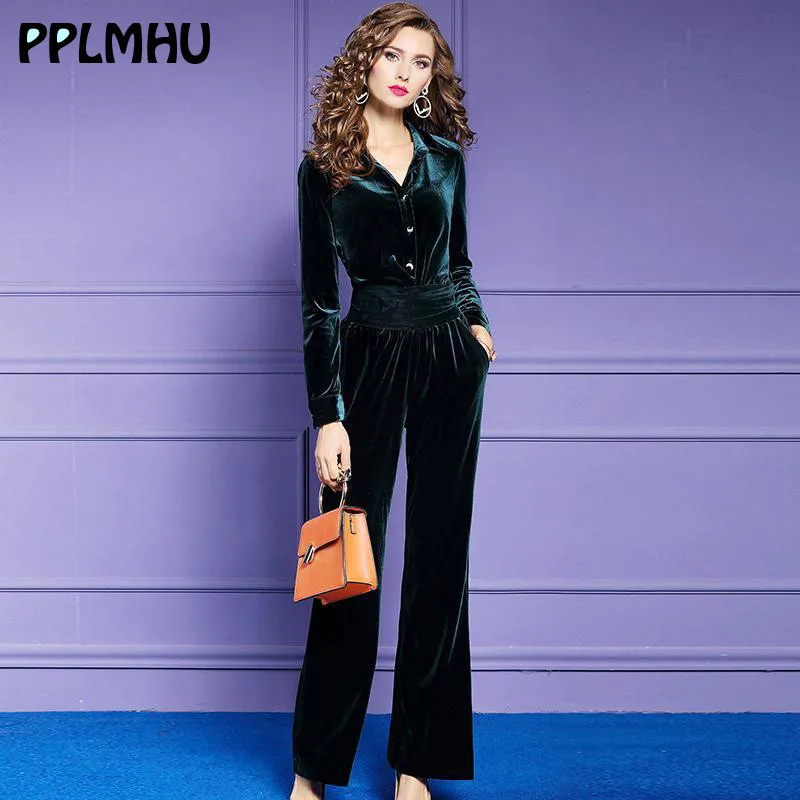 Ensemble Femme комплект из двух предметов бархатный костюм для женщин модный тонкий