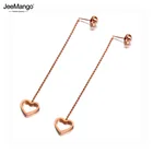 JeeMango ультрамодно титановые в романтическом стиле из нержавеющей стали с кисточкой-Сердцем Серьги для женщин и девочек, цепочка розового, золотого цветов, серьги на крючках JE19297