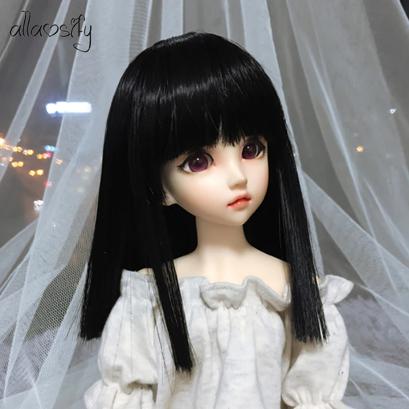 Парик Allaosify Bjd 1/3 1/4 1/6 1/8 1/12 черно серая аккуратная челка кукольные Волосы средней