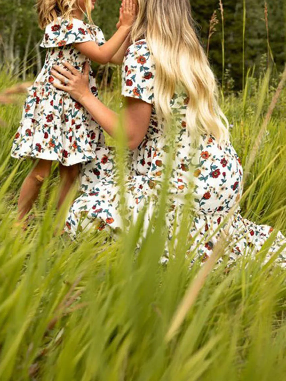 Повседневное платье макси с цветочным принтом женская одежда для родителей и