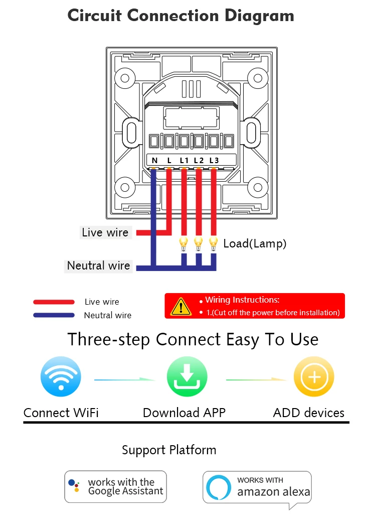 Переключатель занавески Умный дом беспроводной Wifi модуль, ЕС/Великобритания стиль белый стеклянный сенсорный экран, Amazon Echo Alexa Голосовое управление