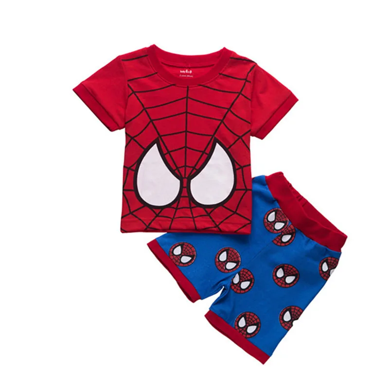 Летний костюм Человека паука для мальчиков Хлопковая пижама косплей фильмы