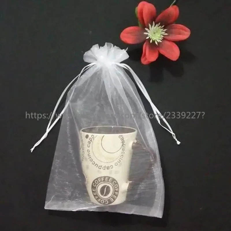 50/10 шт. 7x9 9x12 13x18 см из органзы, ювелирное изделие, подарок, сумка для сумки Свадебная вечеринка поставки в рождественском стиле, белая 6z