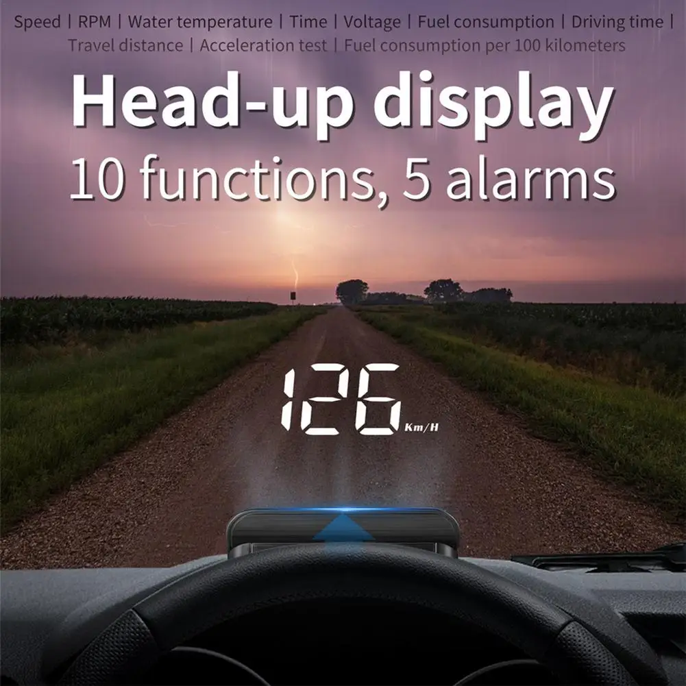 Автомобильный дисплей HUD на лобовое стекло OBD2 GPS Спидометр цифроПредупреждение