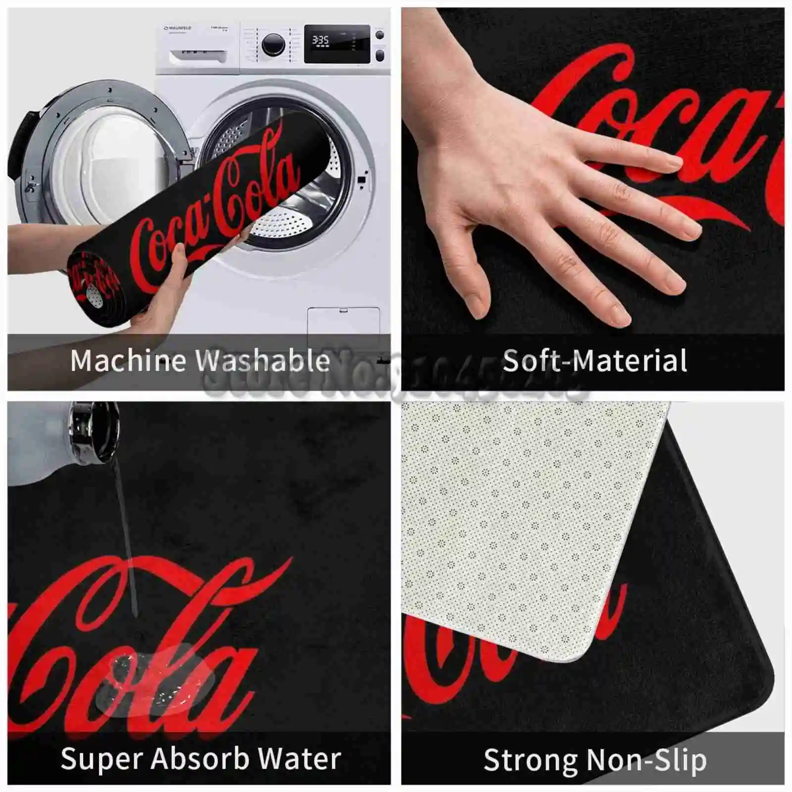 Входной коврик для пола с напольной подушкой Always In Every Moment Non-Slip Rug Coca Cola Soda Drink Coca Logo.