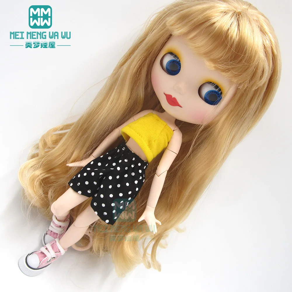 1pcs Blyth doll Clothes fashion Open back T-shirt and polka dot shorts for blyth azone ob24 1/6 dolls Accessories | Игрушки и хобби