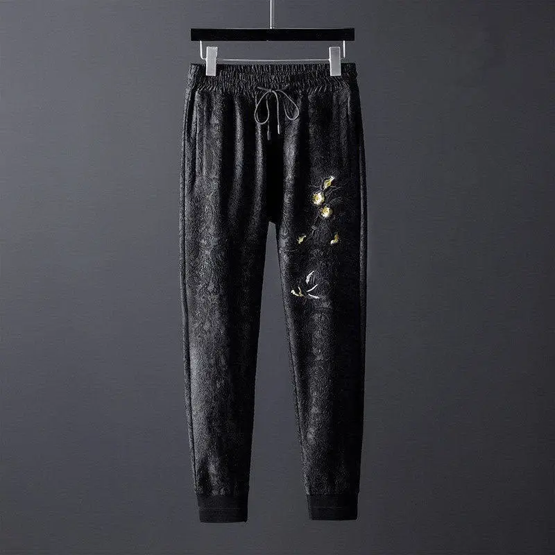 

Light luxury high-end dark jacquard casual men's suit summer tide handsome short sleeve sports pants two-piece set