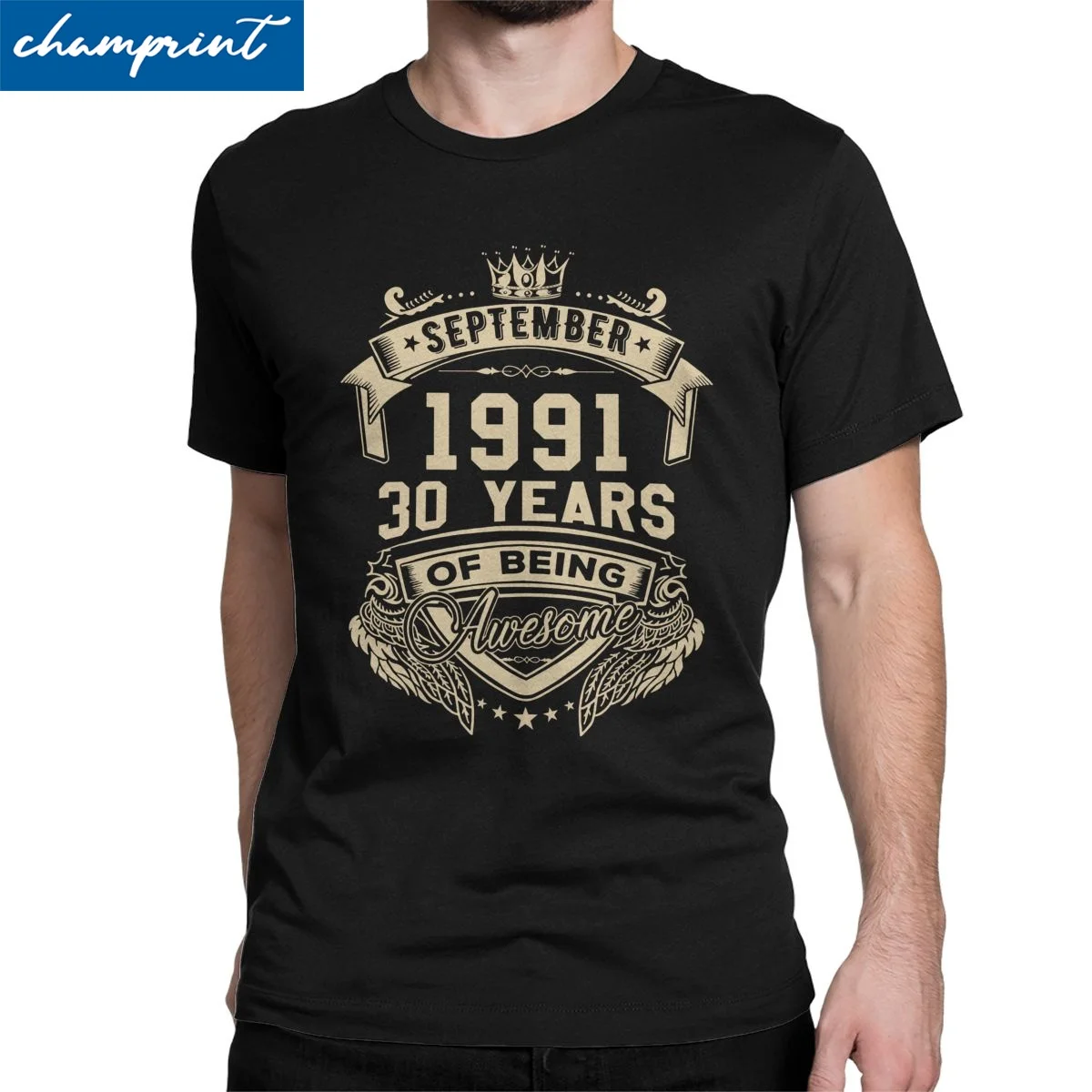 

Men Women Born In September 1991 30 Years Of Being Awesome T Shirts 30th Birthday Gift Round Collar Tee Shirt Gift Idea T-Shirts