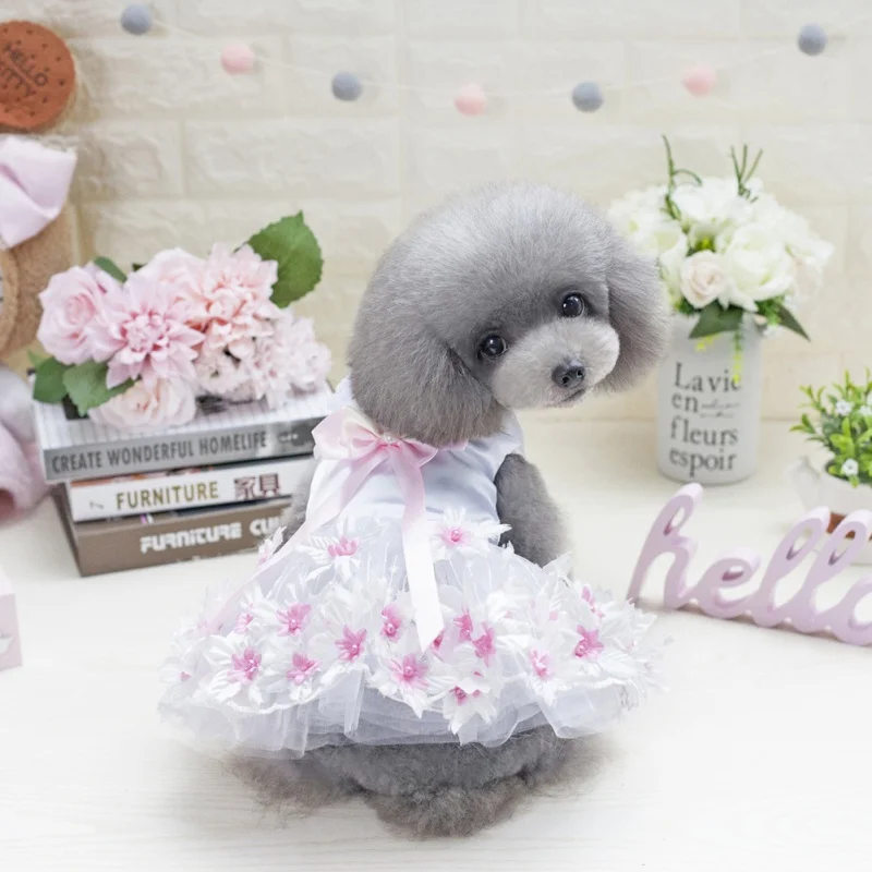 Летнее платье для собак Одежда чихуахуа маленькая юбка свадебная одежда щенков