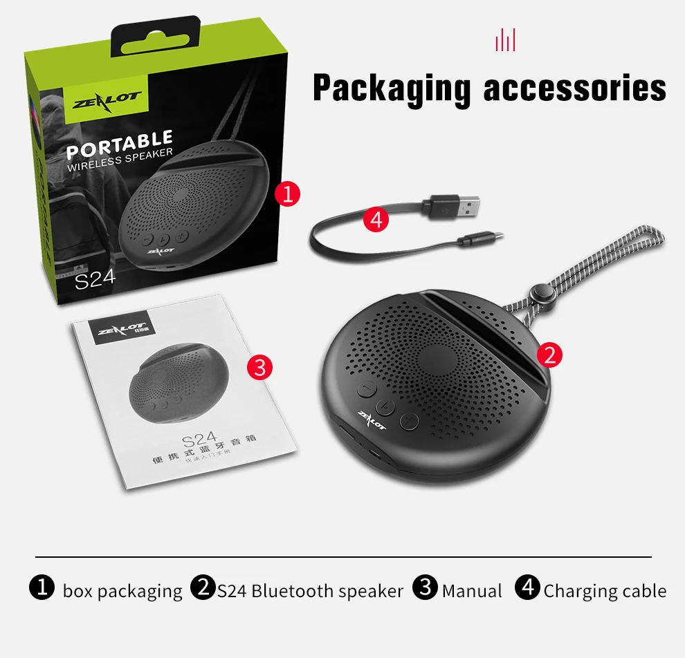 

S24 Mini Outdoor Bluetooth Speaker Portable Cute lanyard Wireless Speakers Round HiFi Speakers Handsfree