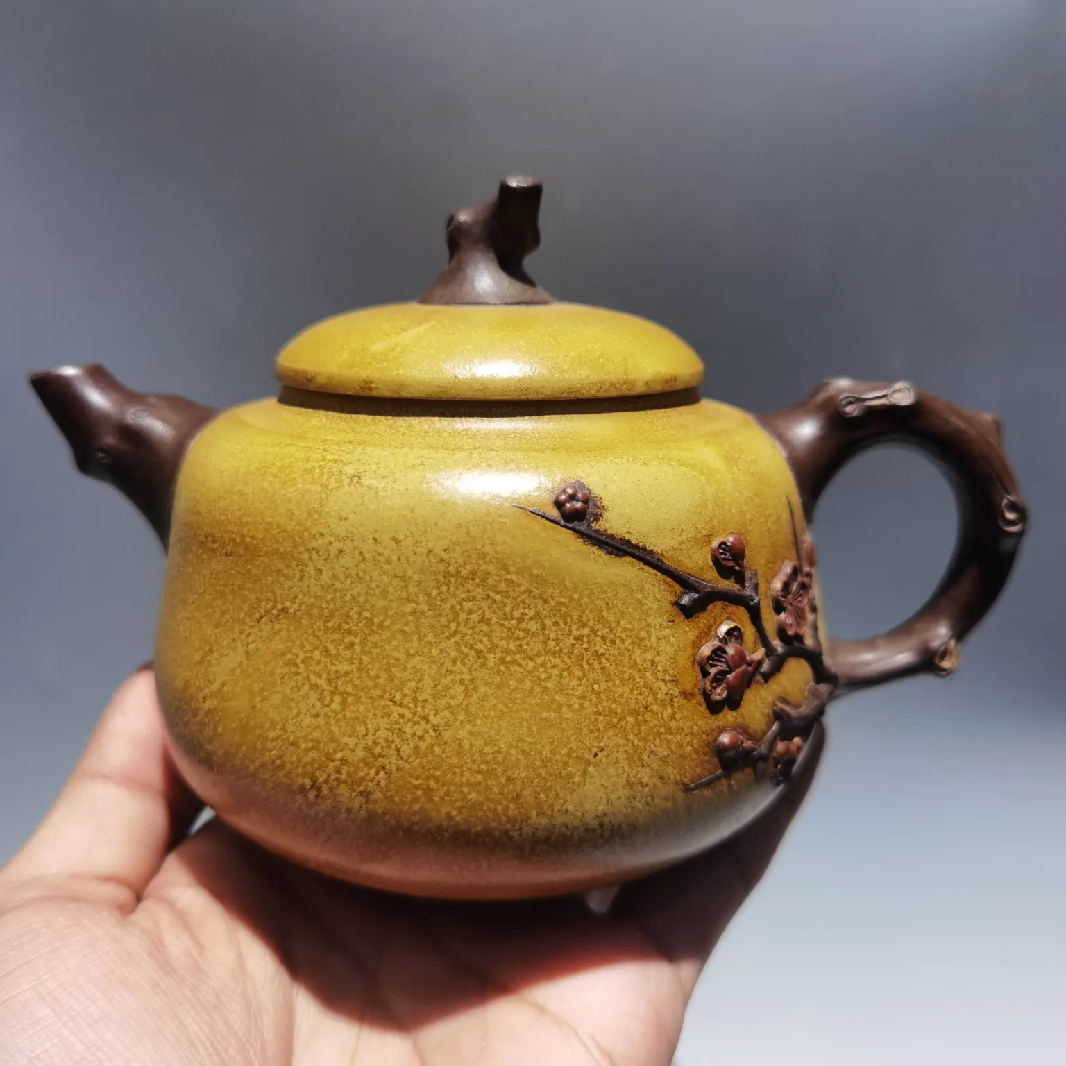 

6"Chinese Yixing Zisha Pottery Hand-Carved Wendan pot Duan Ni kettle teapot Teapot Pot Tea Maker Office