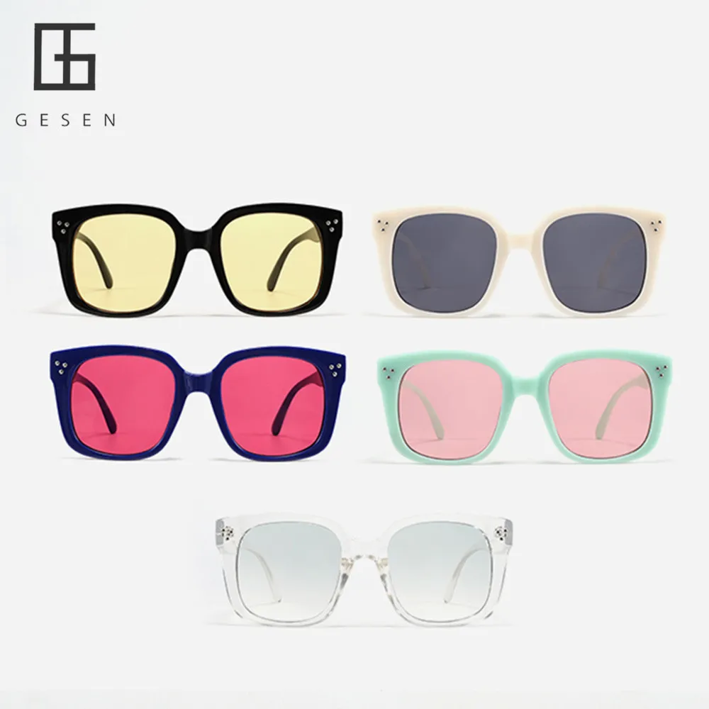 

GESEN 2021 Trend Square Sunglasses Women Brand Designer Retro Mirror Fashion Glasses Vintage Shades Elegant Ladies Luxury Men